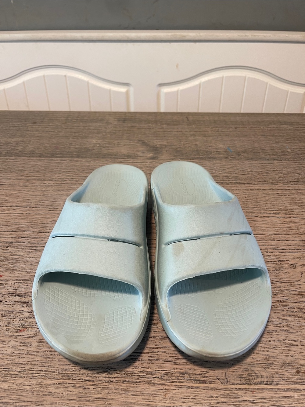 OOFOS Womens OOahh Recovery Slip-On Slide Sandals Mist Blue Sz 10 Mens 8